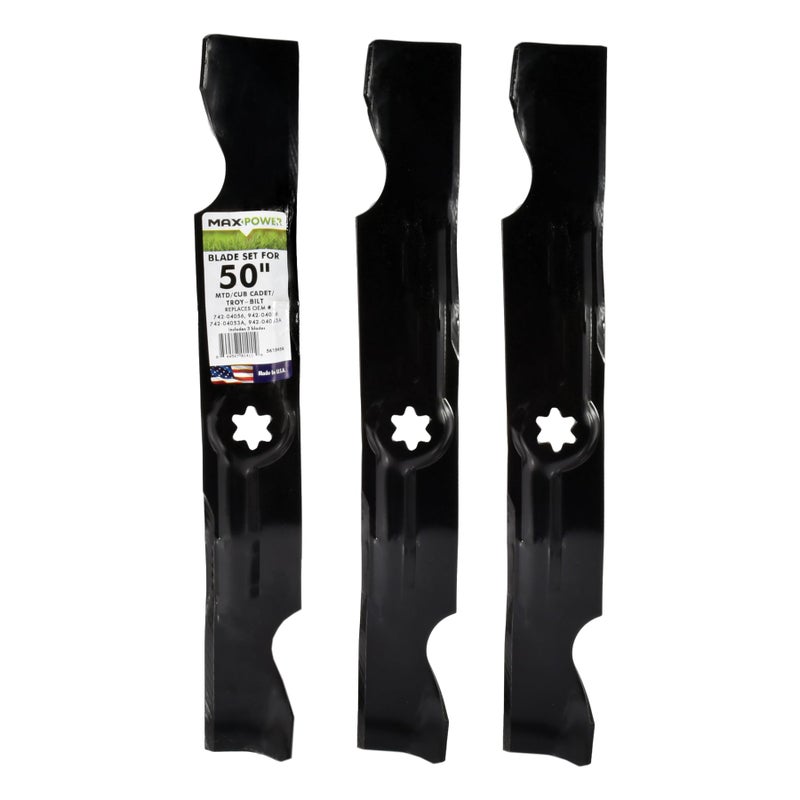 MaxPower 561545B 3-Blade Set for Many 50 in. Cut MTD, Cub Cadet, Troy-Bilt Mowers, Replaces OEM #'s 742-04056, 942-04056, 742-04053, 112-0316 and Others - Image 1